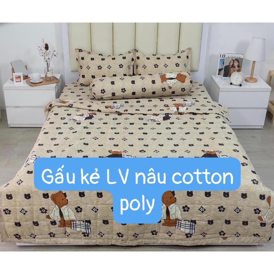 Bộ chăn ga gối cotton poly  mẫu mới nhất-kích thước 1M8X2M