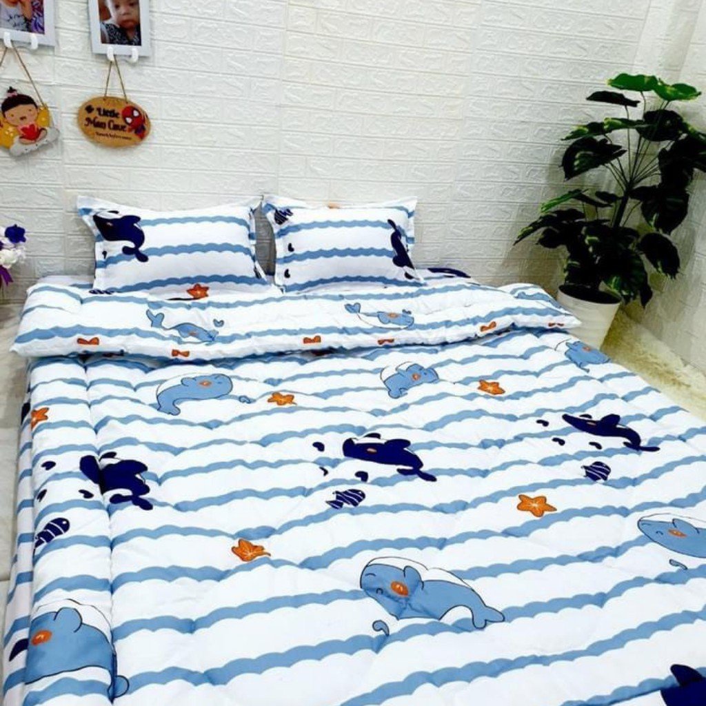 (Giá sốc)  Chăn mền phao poly cotton có ruột bông dày loại 1 mẫu Thỏ dâu (được chọn mẫu) - Nguyệt Ánh Bedding