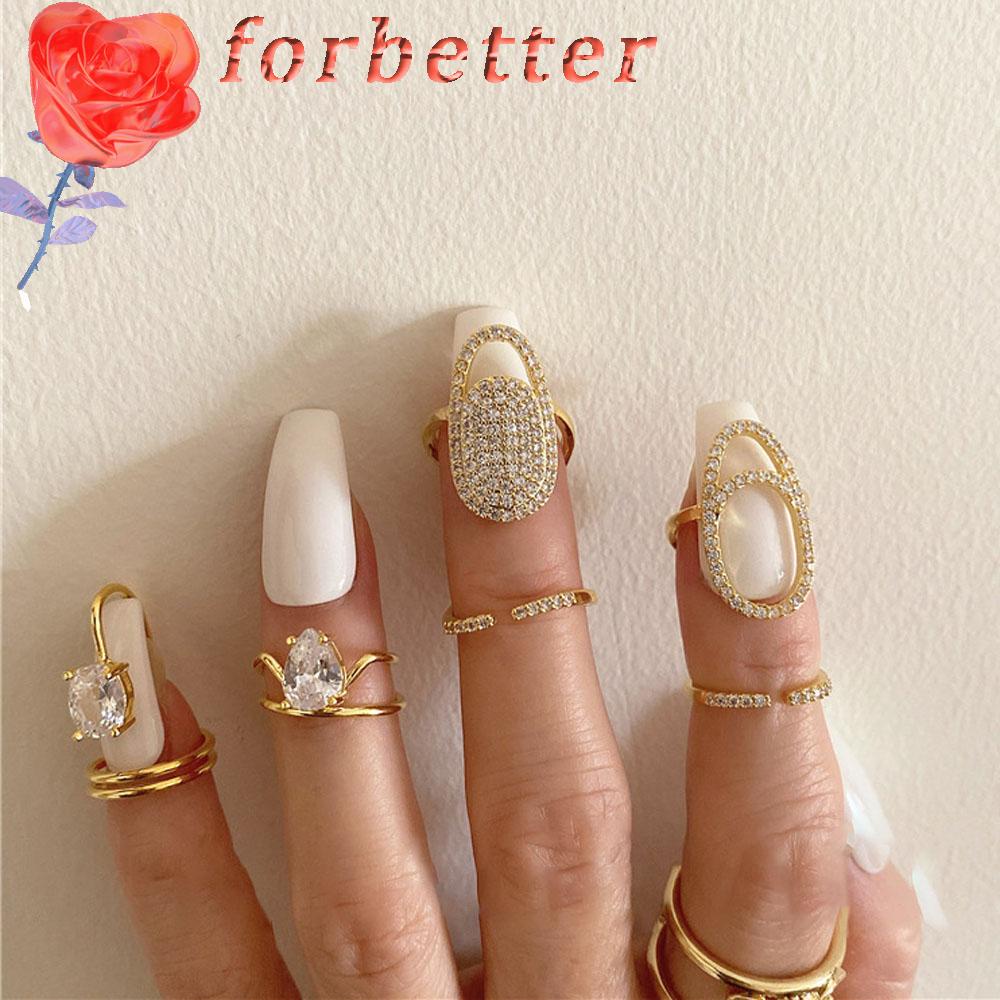 Nhẫn hợp kim sáng bóng đeo móng tay thanh lịch sáng tạo thời trang phong cách Hàn Quốc cho nữ