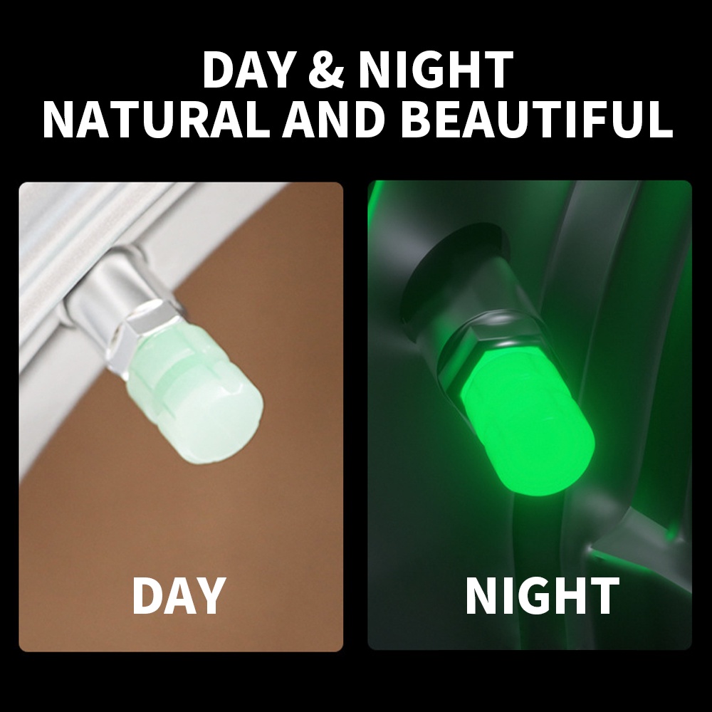 1 / 4 Nắp Van Bánh Xe Phát Sáng Trong Bóng Tối Chống Bụi Chống Nước Thông Dụng Cho Xe Hơi Xe Máy