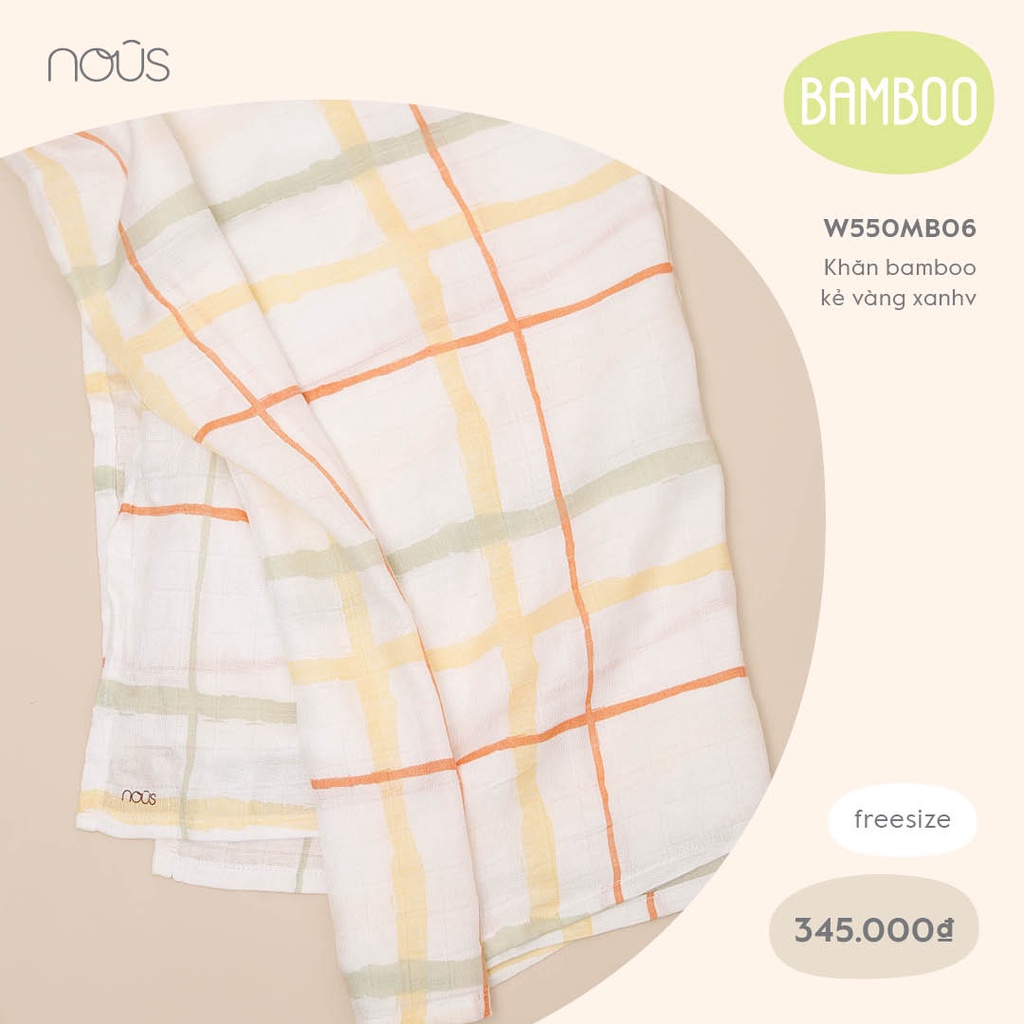 [Nhiều mã] Khăn đa năng Nous Bamboo 1 lớp - kích thước 120x120cm