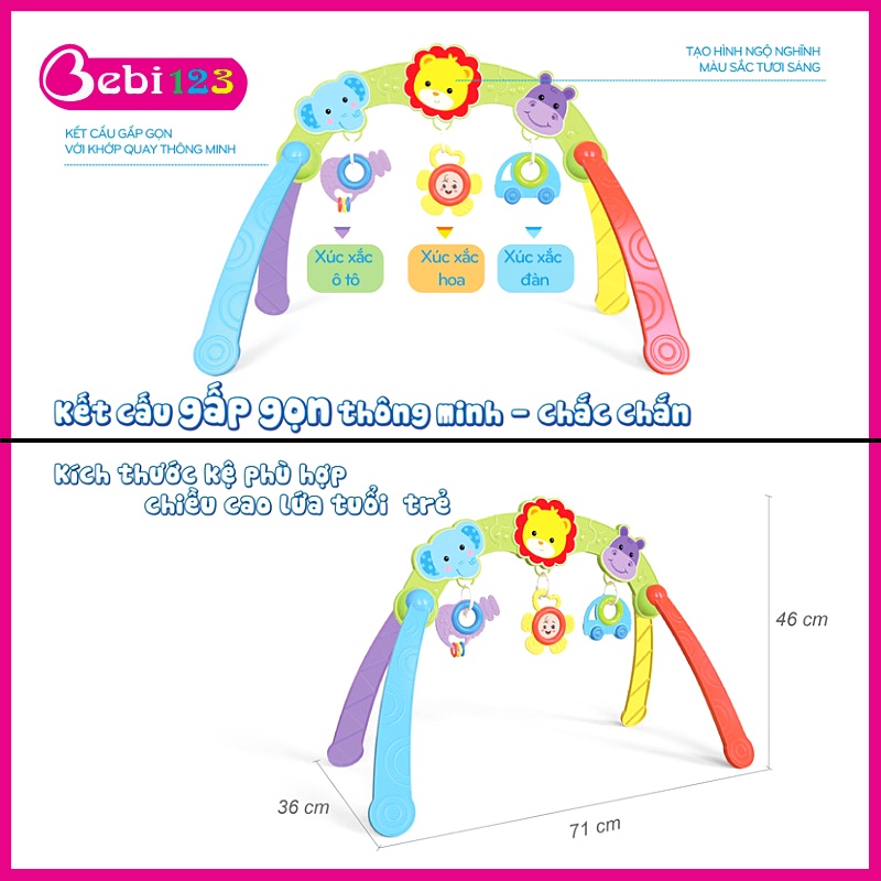 Kệ chữ A động vật Antona phát nhạc kèm lục lạc màu sắc sinh động cho bé