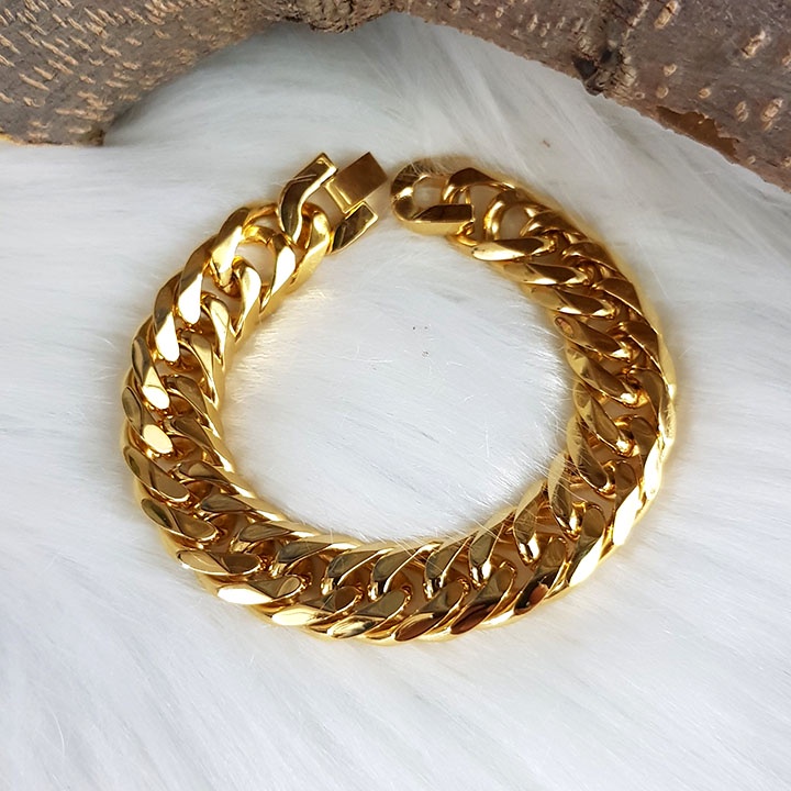 Lắc tay nam mạ vàng bảng 1.6cm mạnh mẽ nam tính.