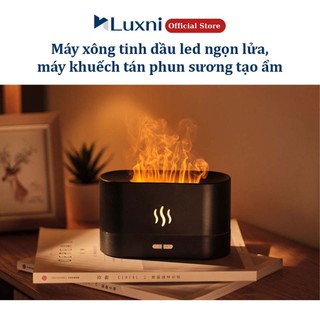 Máy xông tinh dầu Luxni led ngọn lửa, phun sương tạo độ ẩm, máy khuếch tán tinh dầu GH01