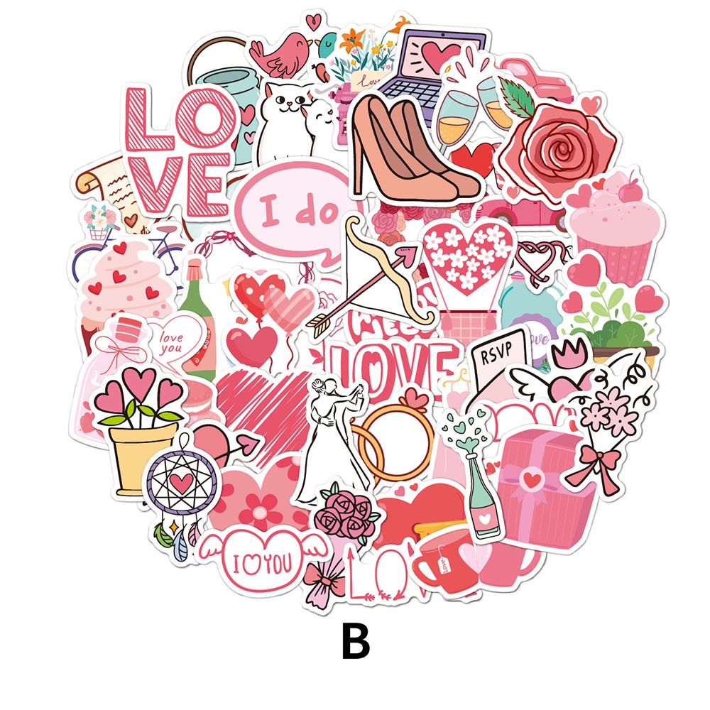 Bộ 50 Miếng Dán Hoạt Hình Trang Trí Vali / Điện Thoại / Tủ Lạnh / Xe Hơi