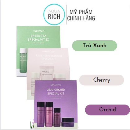Bộ kit Innisfree Trà Xanh 4 món Green Tea Special Kit EX Set (4 Sản Phẩm) [Trà Xanh - Cherry - Orchid]