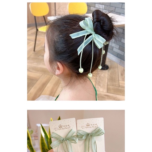 Set 2 Dây Chun Buộc Tóc Bé Gái Nơ, Dây Thun Công Chúa Xinh Xắn Dễ Thương, Phụ Kiện Tóc Cho Bé Phong Cách Hàn Quốc