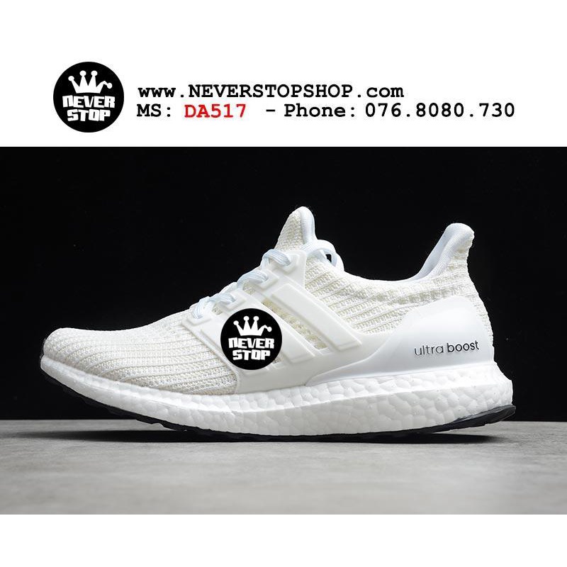 Giày ULTRA BOOST 4.0 Trắng Full nam nữ chuyên chạy bộ, tập gym hàng chuẩn siêu êm, thoáng khí | NeverStopShop.com