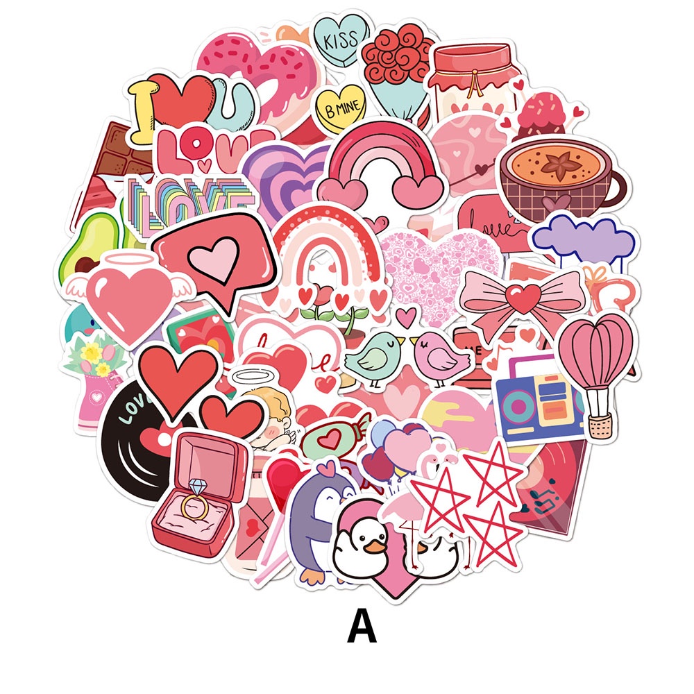 Bộ 50 Miếng Dán Hoạt Hình Trang Trí Vali / Điện Thoại / Tủ Lạnh / Xe Hơi