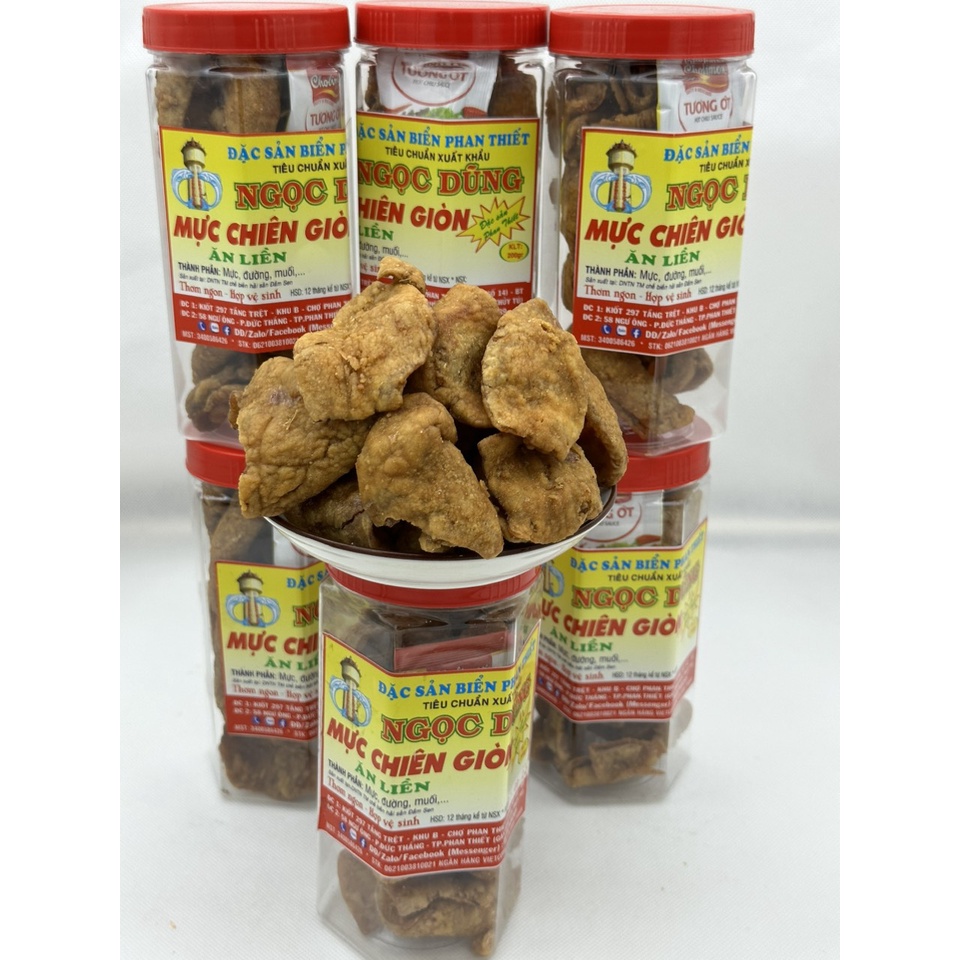 Mực chiên giòn gói 500 gram đã chế biến ăn liền ngon ơi là ngon của shop Đặc Sản Biển Phan Thiết NGỌC DŨNG. HSD 12 tháng