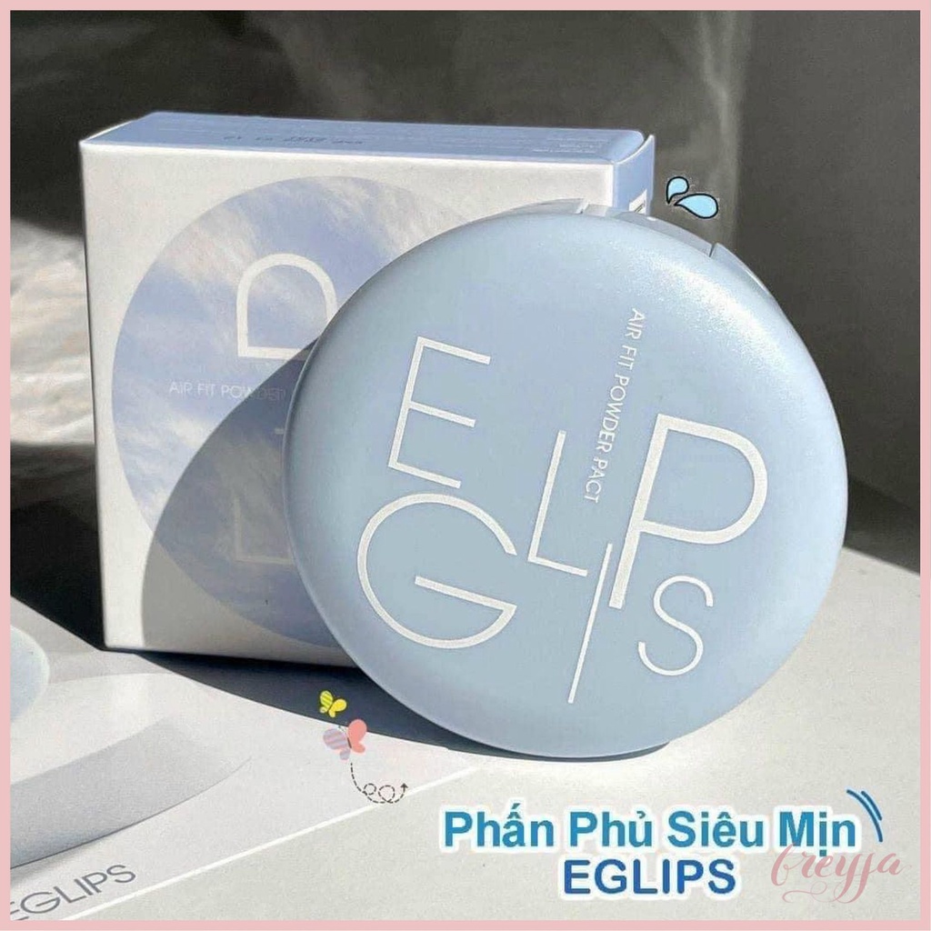 PHIÊN BẢN NÂNG CẤP Phấn Phủ EGLIPS Glow Powder Pact Màu Hồng Đen Trắng VÀ Air Fit Powder Pact Xanh Biển