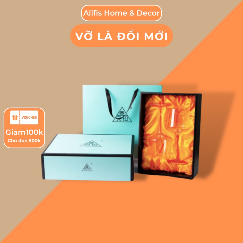 Ly uống rượu vang pha lê set 2 ly
