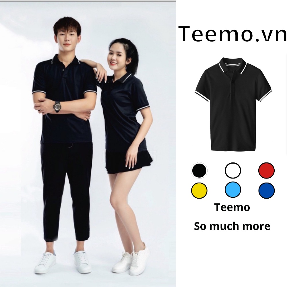 Áo thun polo cổ trụ trơn có viền form rộng vải cá sấu nhiều màu oversize unisex cao cấp cho nam nữ TPV01 Teemo.vn