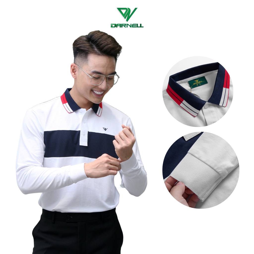 Áo polo nam DARNELL kẻ ngang chất cotton cao cấp dày dặn DN0820