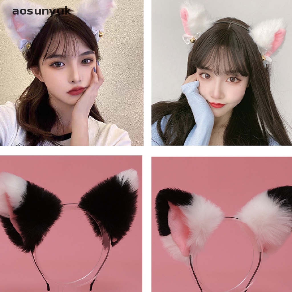 Aosunyuk Băng Đô Tai Mèo Lông Xù Hóa Trang Lolita Đáng Yêu Cho Nữ