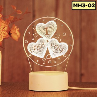 Đèn LED 3D dành cho các cặp đôi, mẫu đèn tình yêu trang trí phòng ngủ, quà lưu niệm, mẫu cặp đôi theo yêu cầu