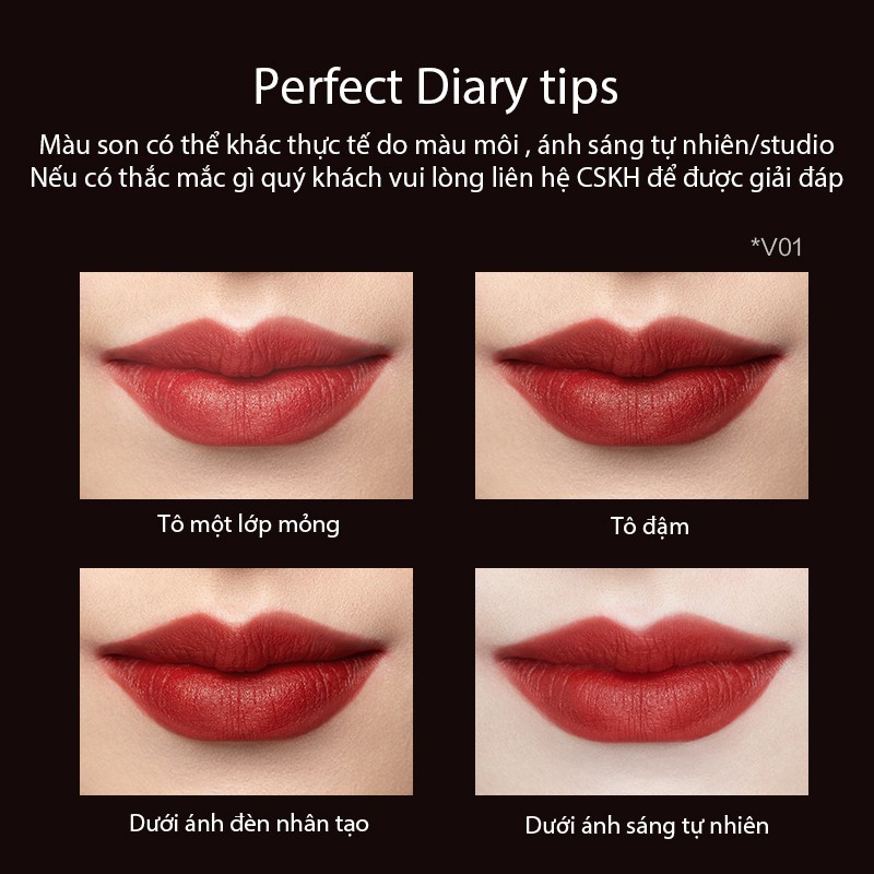 Son Kem PERFECT DIARY Màu Đẹp Thời Trang Trang Điểm Quyến Rũ 2.5G (Nhiều Màu Tùy Chọn)