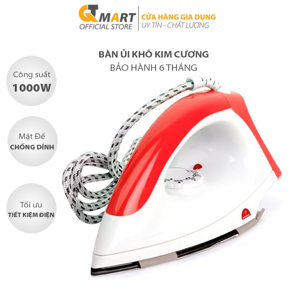 Bàn Ủi KIM CƯƠNG T602, Bàn Ủi Khô Kim Cương T602 Mặt Đế Nhôm Chống Dính, Tự Điều Chỉnh Duy Trì Nhiệt Ổn Định