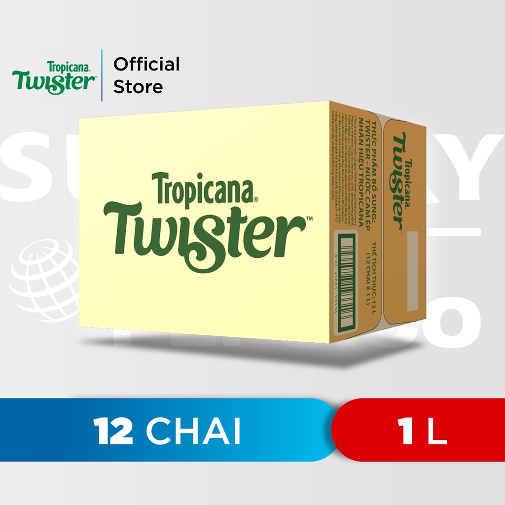 Thùng 12 Chai Nước Trái Cây Twister Cam (1L/chai)