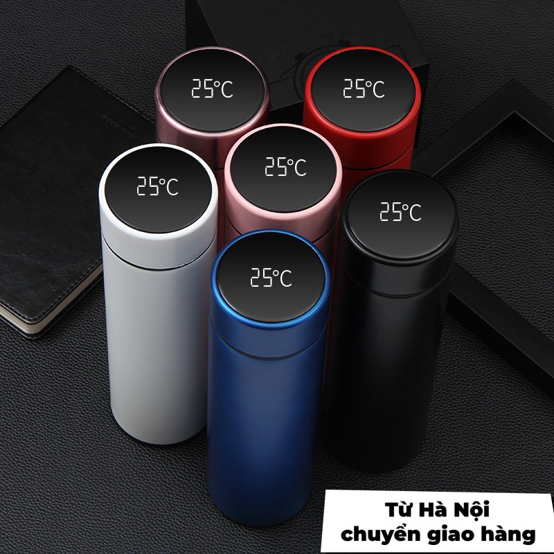 Bình nước giữ nhiệt lạnh và nóng hiện nhiệt độ cỡ 500ml inox 3 lớp mã