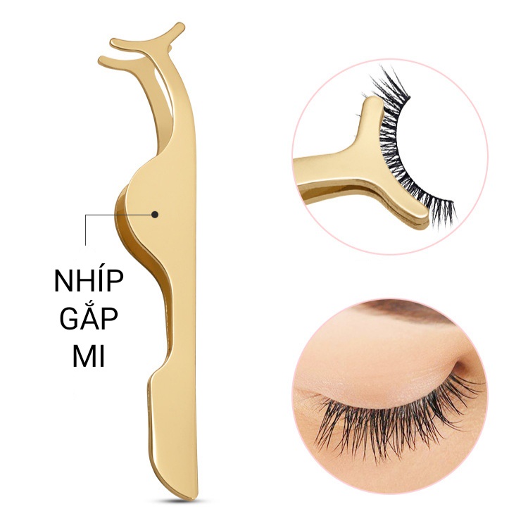 Bộ dụng cụ bấm mi 4 món: kẹp gắp mi, bấm mi, nhíp và kéo tỉa
