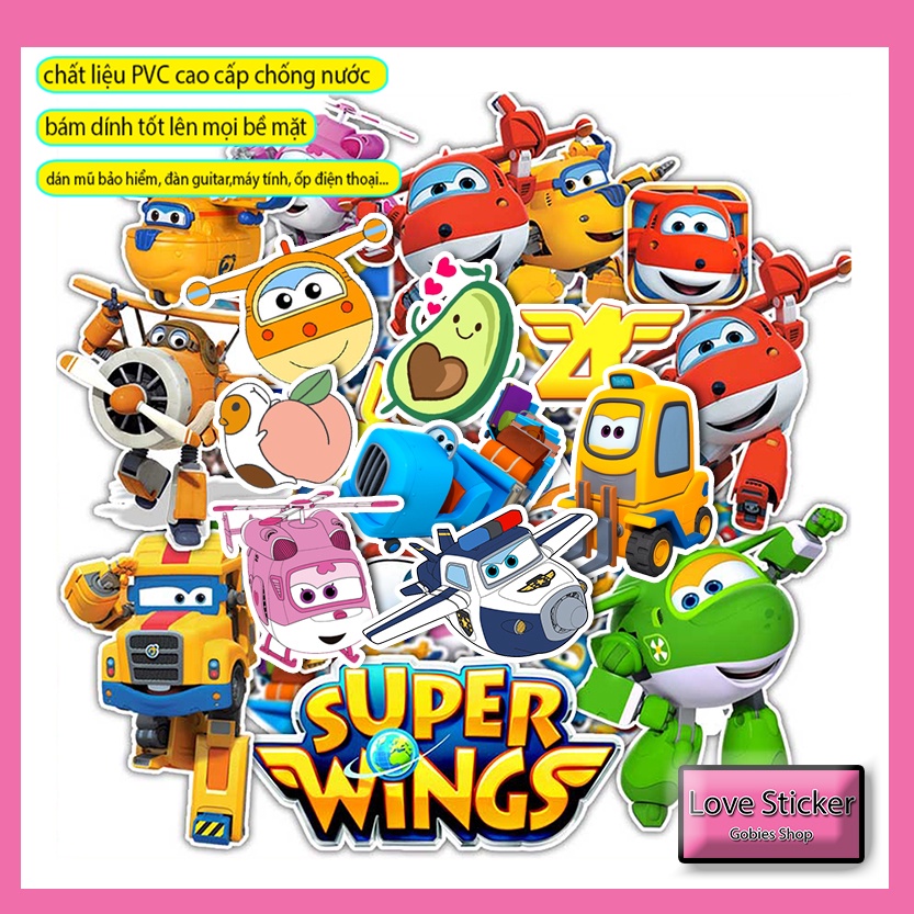 Set 100 Sticker SUPER WING chống nước giá rẻ Gobies ticker - Hình Dán Sticker Chất Liệu Decal Bán Chạy Năm 2023