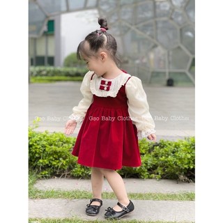 Váy nhung đỏ thu đông cho bé gái