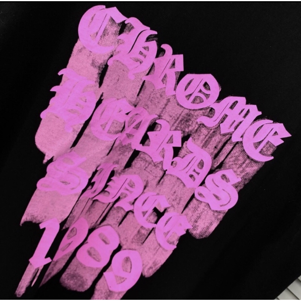 Áo Phông Nam Nữ Uho Nit In Chữ Chrome Hearts Since 1989 Hồng-Áo Thun Nam Nữ Siêu Hot 2022