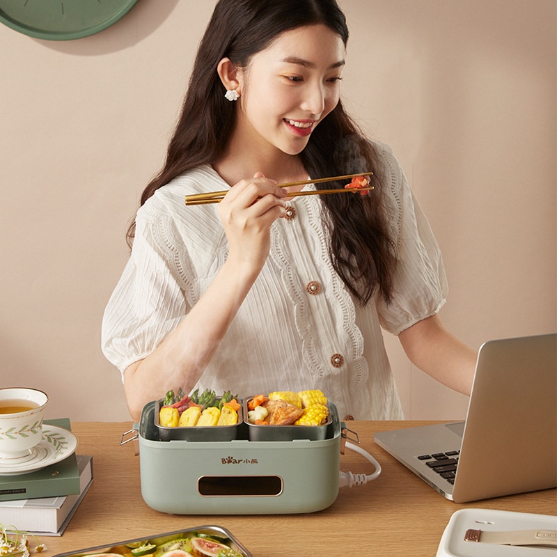 Hộp cơm hâm nóng Bear DFH-B15Q1 hẹn giờ 3 khay inox hút chân không