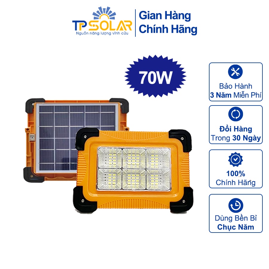 Đèn Pin Cầm Tay Năng Lượng Mặt Trời TPSolar TP-X70 Công Suất 70W Chống Nước IP65
