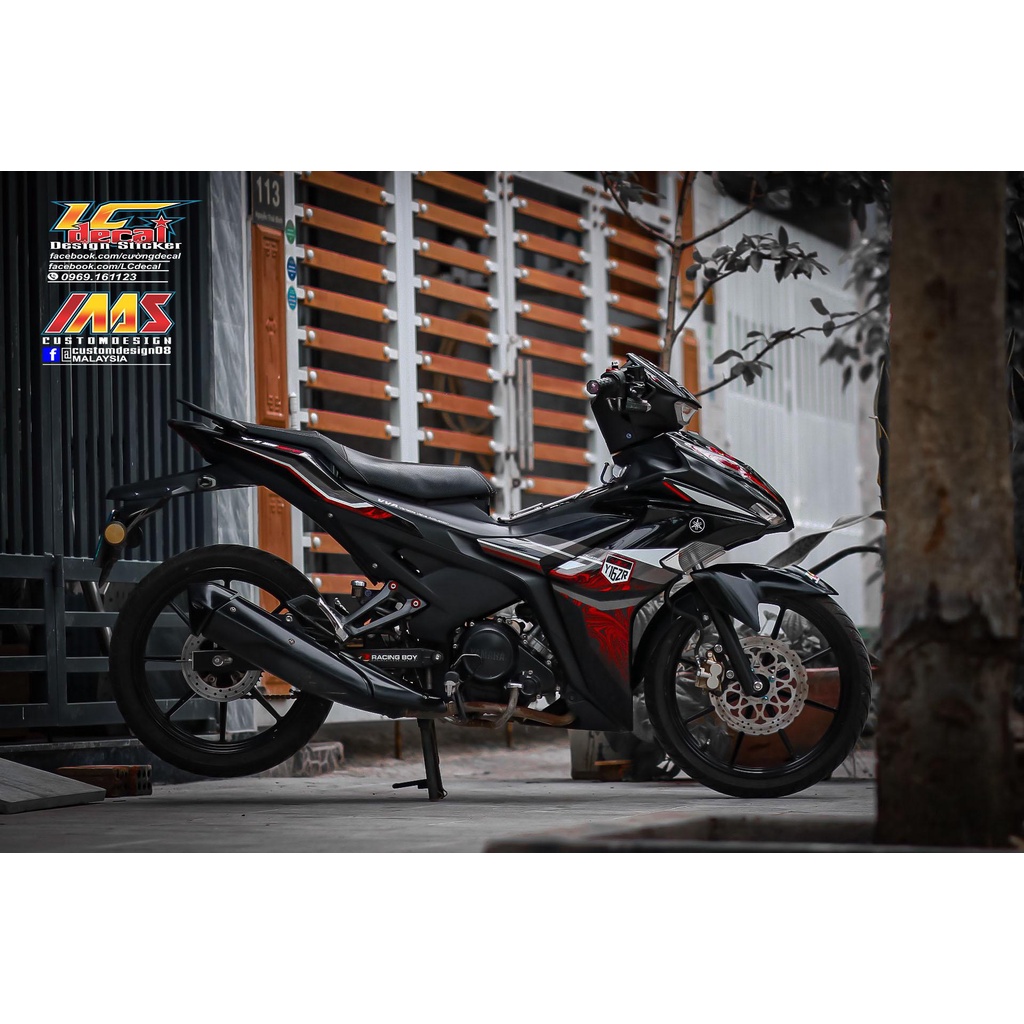 TEM RỜI mẫu Y16ZR họa tiết đỏ bắt mắt cho Exciter 155 đen - siêu hot 2023