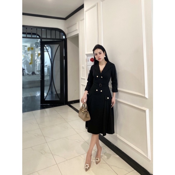 Váy xoè cổ vest công sở sang trọng lịch sự cao cấp