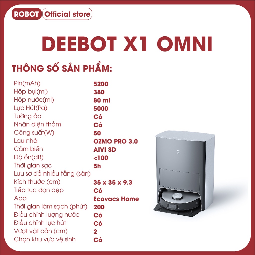 ECOVASC DEEBOT X1 OMNI CHÍNH HÃNG  BAO APP