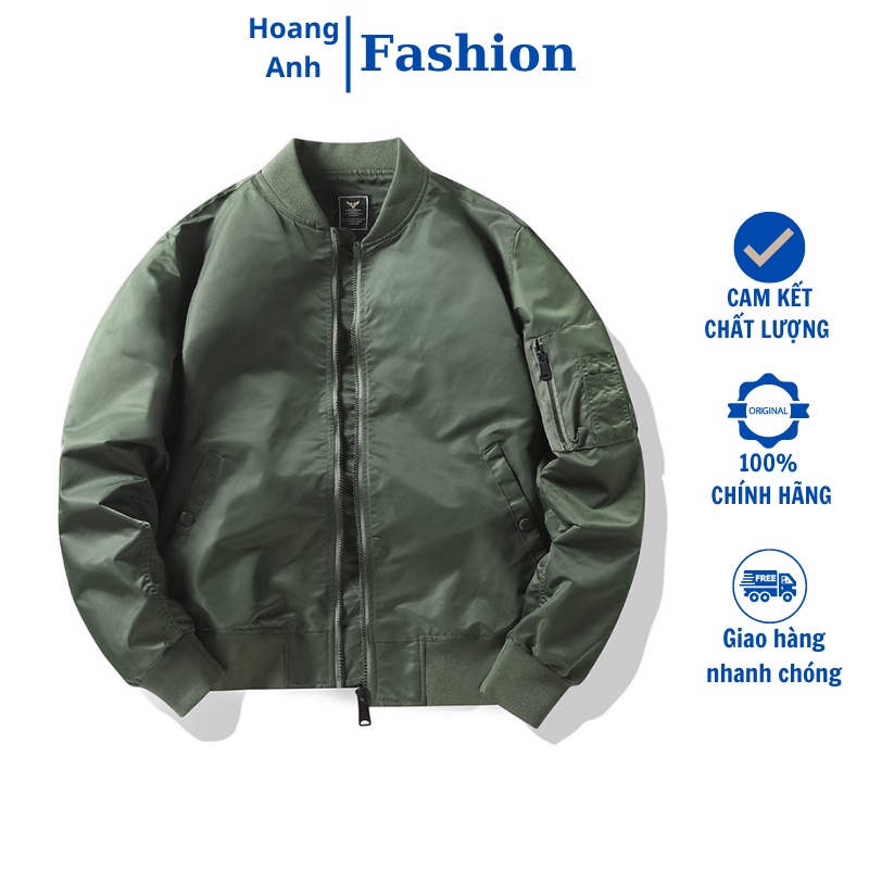 Áo khoác Bomber MA-1 hàng chuẩn phi công Mỹ kiểu áo đơn giản nam tính dầy dặn màu Xanh rêu ,Xám -Đen- Đỏ-Xanh đậm-kaki