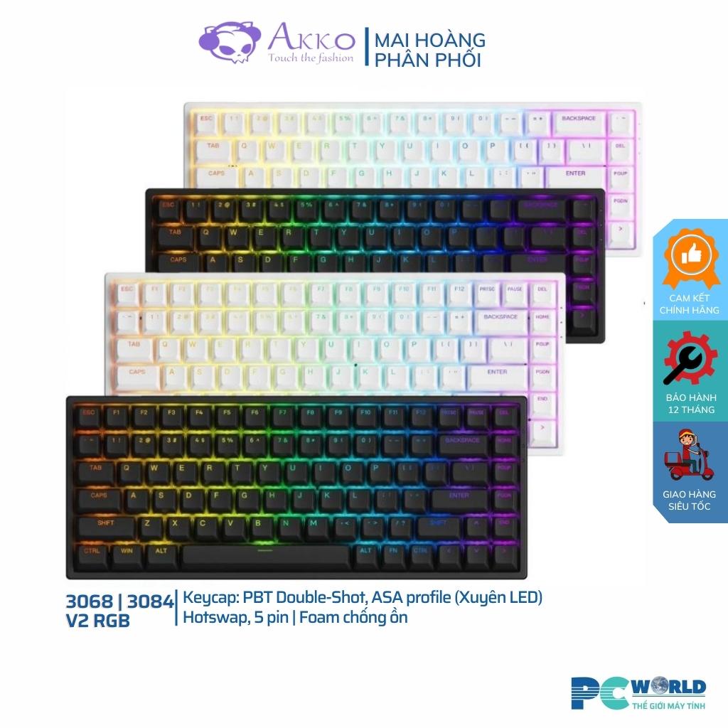 Bàn phím cơ AKKO 3084 v2 RGB /3068 V2 RGB Black | White (Foam tiêu âm / Hotswap / AKKO CS Jelly switch)
