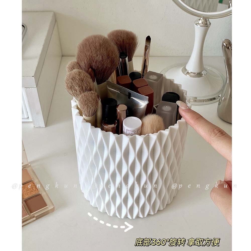 Xô Đựng Cọ Trang Điểm / Bút Trang Điểm Sức Chứa Lớn Màu Trắng Kiểu Xoay Được Đơn Giản