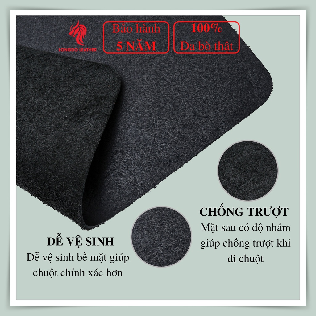 Đồ lót chuột máy tính da bò sáp - Bảo hành 5 năm - Thương hiệu Longdo Leather