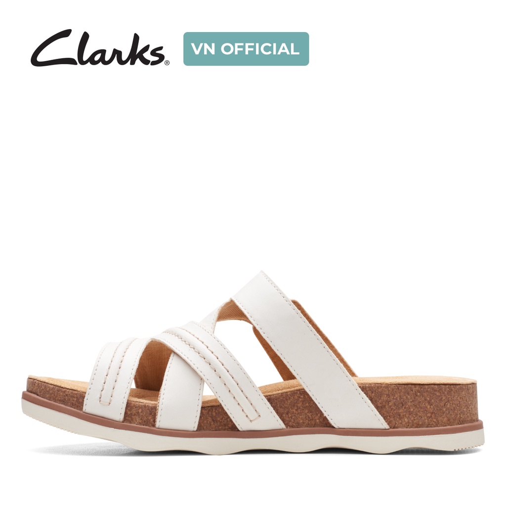 Dép Xỏ Ngón Da Nữ Clarks Brynn Hope màu Trắng