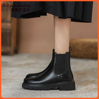 Giày boot cổ ngắn đế dày màu nâu thiết kế mới thời trang dành cho mùa thu đông