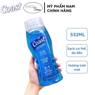 (Công ty NK) Tắm gội toàn thân nam 2in1 Coast Hair & Body Wash Classic Scent 532ml