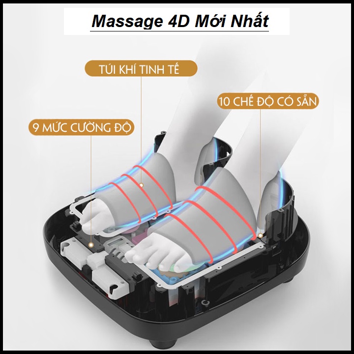 Máy Massage Chân 6D Nhiệt Hồng Ngoại, Masage Bi Lăn Và Túi Khí Xoa Bóp Bàn Chân Giảm Đau Nhức