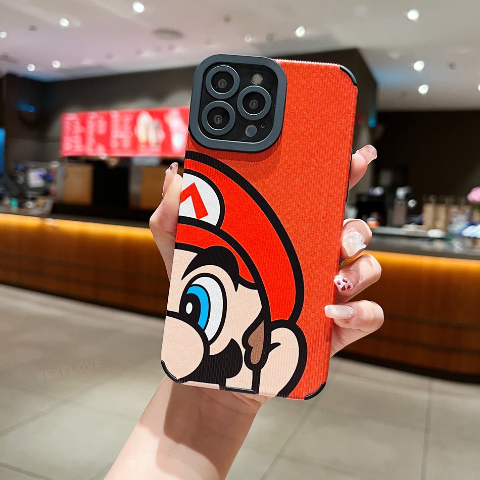 Ốp Điện Thoại Da Họa Tiết Mario Cho iPhone 11 12 13 14 Pro MAX 11Pro 12Pro 13Pro 7 8 Plus X XR XS MAX SE 2022