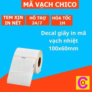 Decal giấy in mã vạch nhiệt 100x60mm