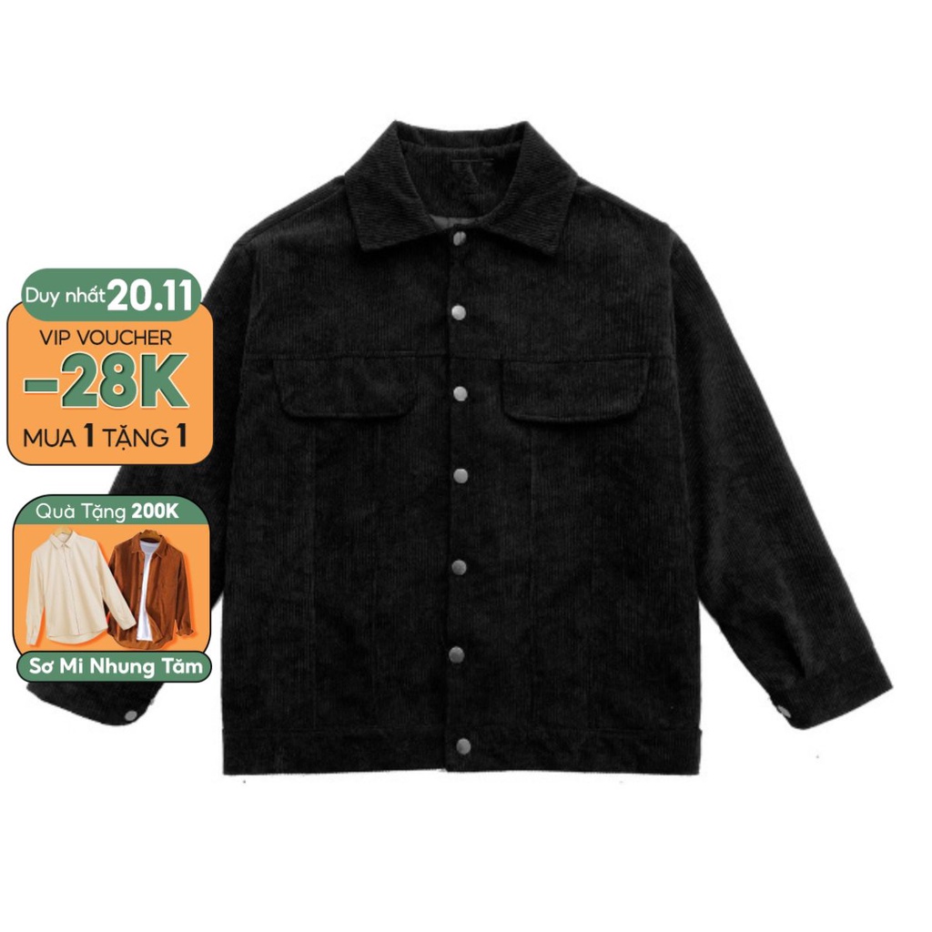 Áo khoác jacket nhung tăm - Áo khoác nam nhung tăm unisex form rộng