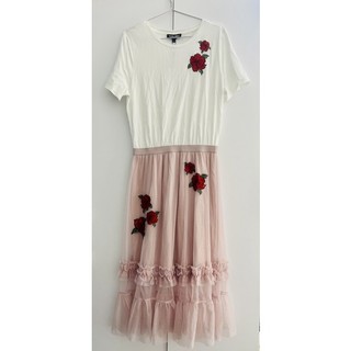 Đầm midi phối ren lưới Vero