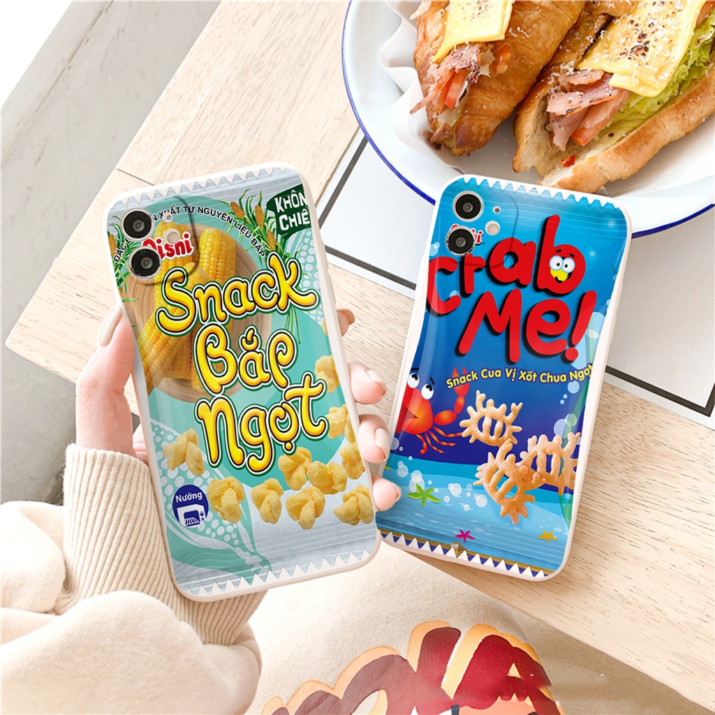 Ốp vuông điện thoại iPhone Snack Bimbim Bắp, Cua BVC 6/6splus/7/7plus/8/8plus/x/xr/xs/11/12/13/14/pro/max/plus/