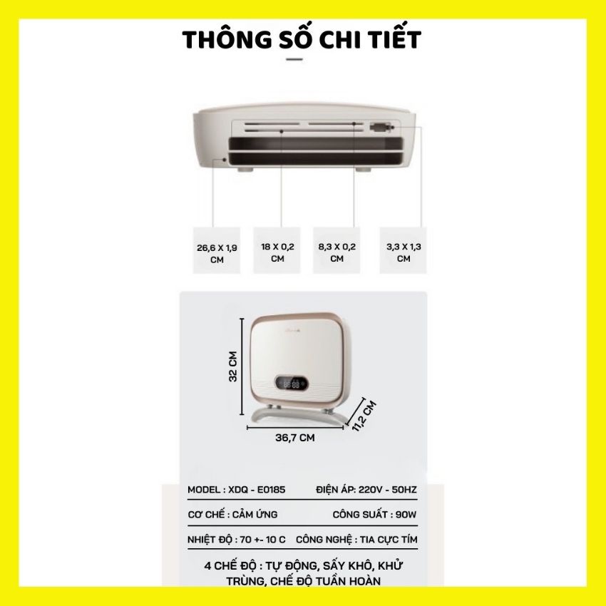 Máy Sấy Tiệt Trùng Dao Thớt Đũa Khử Khuẩn TIA UV BEAR XDQ-E01B5