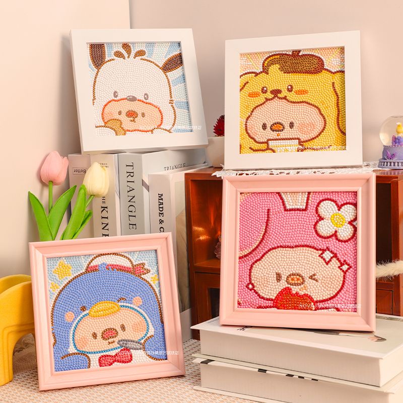 SANRIO Bộ Tranh Đính Đá Tự Làm Hình Chú Heo Dùng Làm Quà Tặng Cho Bạn Gái