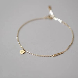Vòng tay nữ lắc tay nữ bạc sa925 màu vàng mặt trái tim khắc chữ You and I Cá jewelry LTB189