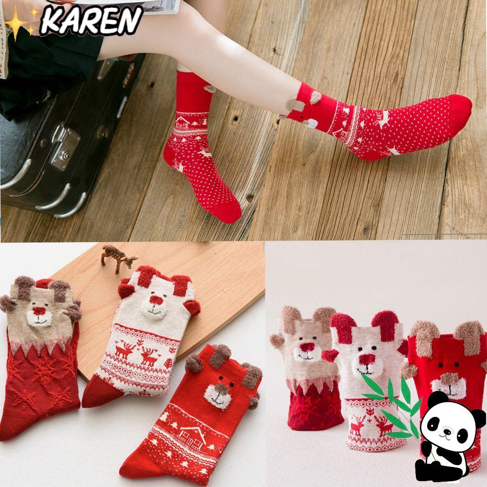 Vớ Mềm Giữ Ấm Mùa Đông In Họa Tiết Giáng Sinh Dễ Thương